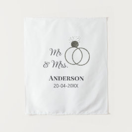 Meneer & Mevrouw voeg familienaam datum jaar huwel Wandkleed