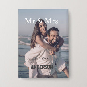 Meneer & Mevrouw voeg familienaam foto datum bruil Button