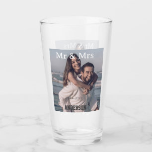 Meneer & Mevrouw voeg familienaam foto datum bruil Glas