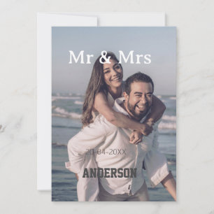 Meneer & Mevrouw voeg familienaam foto datum bruil Kaart