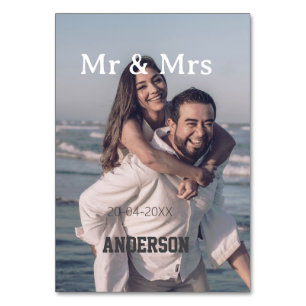 Meneer & Mevrouw voeg familienaam foto datum bruil Kaart