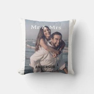 Meneer & Mevrouw voeg familienaam foto datum bruil Kussen