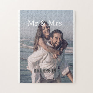 Meneer & Mevrouw voeg familienaam foto datum bruil Legpuzzel
