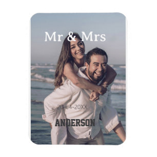 Meneer & Mevrouw voeg familienaam foto datum bruil Magneet