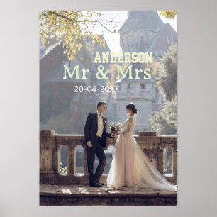 Meneer & Mevrouw voeg familienaam foto datum bruil Poster