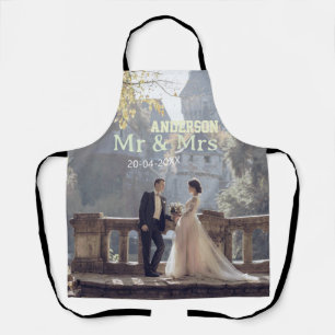 Meneer & Mevrouw voeg familienaam foto datum bruil Schort