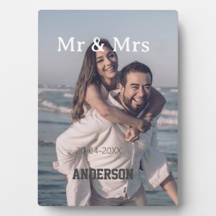 Meneer & Mevrouw voeg familienaam foto datum huwel Fotoplaat