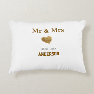 Meneer & Mevrouw voeg familienaam gouden glinstere Accent Kussen