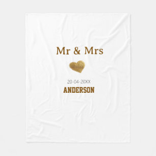 Meneer & Mevrouw voeg familienaam gouden glinstere Fleece Deken