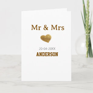 Meneer & Mevrouw voeg familienaam gouden glinstere Kaart