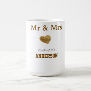 Meneer & Mevrouw voeg familienaam gouden glinstere Koffiemok