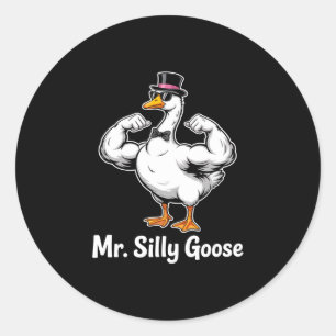 Meneer mr domme gans over te zijn bruiloft feest ronde sticker