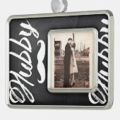 Meneer Mustache pasgetrouwd bruidegom Huwelijksrei Verzilverd Omlijst Ornament (Links)