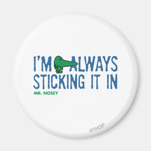 Meneer Nosey die rondneust Blauwe letters Magneet