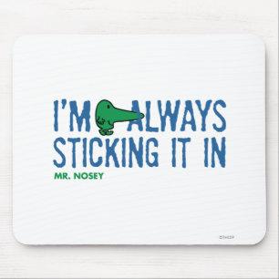 Meneer Nosey die rondneust   Blauwe letters Muismat