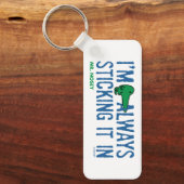 Meneer Nosey die rondneust | Blauwe letters Sleutelhanger (Voorkant)