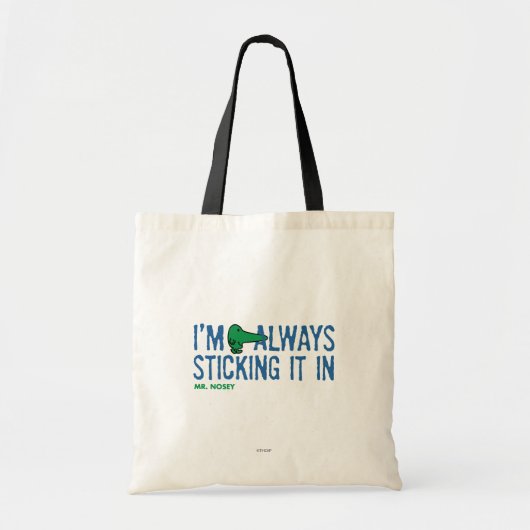 Meneer Nosey die rondneust | Blauwe letters Tote Bag (Voorkant)