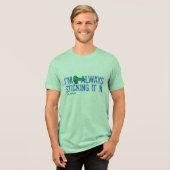Meneer Nosey die rondneust | Blauwe letters Tri-Blend Shirt (Voorkant volledig)
