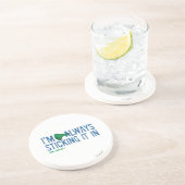 Meneer Nosey die rondneust | Blauwe letters Zandsteen Onderzetter (Zijkant)