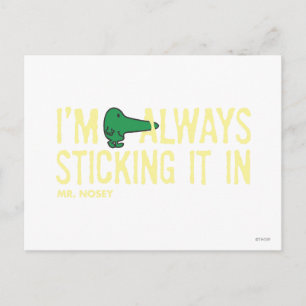 Meneer Nosey die rondneust gele letters Briefkaart