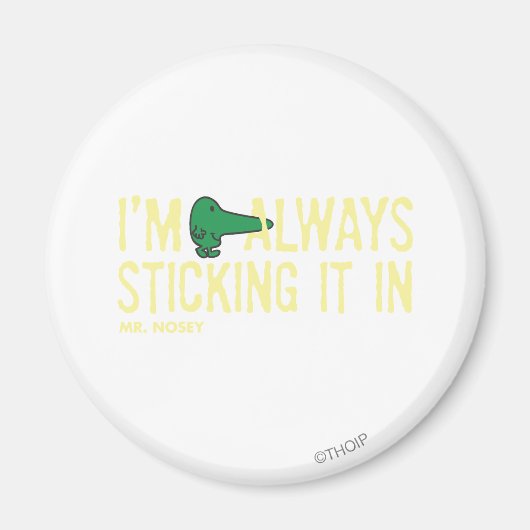 Meneer Nosey die rondneust | gele letters Magneet (Voorkant)