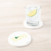 Meneer Nosey die rondneust | gele letters Zandsteen Onderzetter (Zijkant)