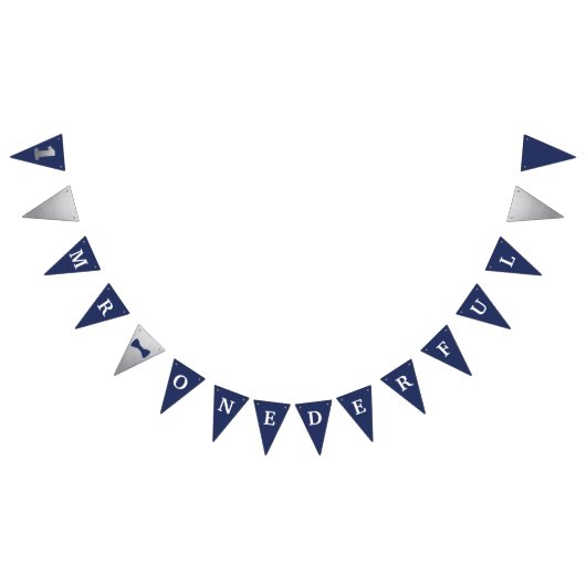 Meneer Onederful Banner Navy & Zilver met 1 (Alle)