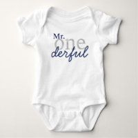 Meneer Onederful Blauwe en Nep Zilveren Baby Shirt