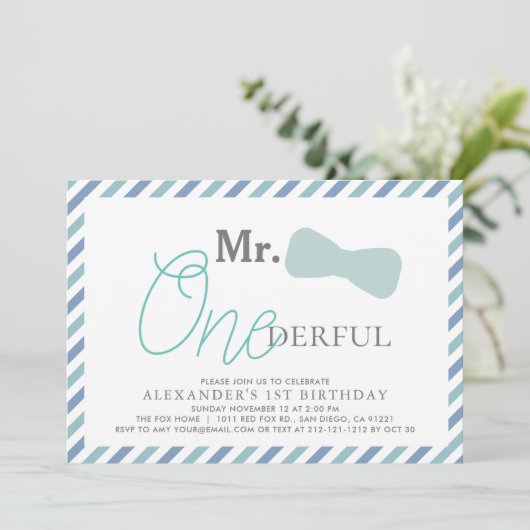 Meneer ONEderful Boy Blue 1e verjaardag Kaart (Staand voorkant)