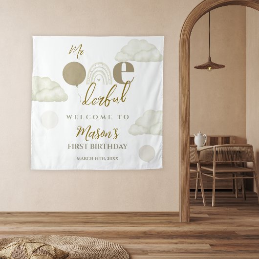 Meneer Onederful Cloud Dream Boho 1e Verjaardag Wandkleed
