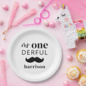 Meneer Onederful Naam met Snorretje Papieren Bordje (Feest)