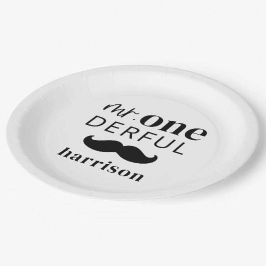 Meneer Onederful Naam met Snorretje Papieren Bordje (Gekanteld)