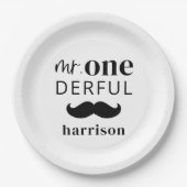 Meneer Onederful Naam met Snorretje Papieren Bordje (Voorkant)