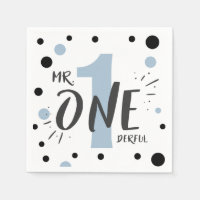 Meneer Onederful Papier Servetten Jongen Baby Blau