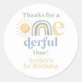 Meneer Onederful Rainbow Boys 1e verjaardag Dank u Ronde Sticker (Voorkant)