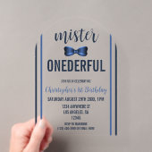 Meneer Onederful Strik 1e Verjaardag Acryl Uitnodigingen (Insitu (Draagbaar))