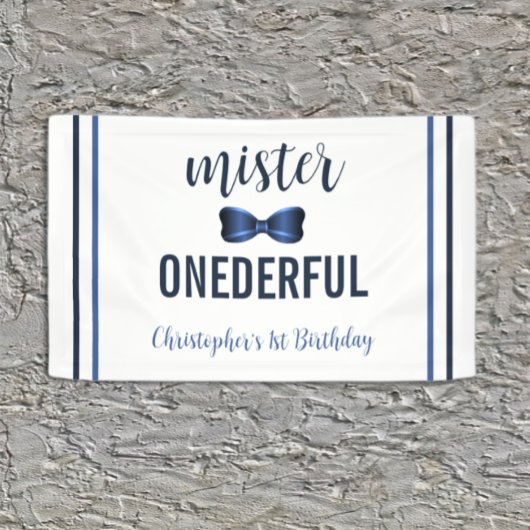 Meneer Onederful Strik 1e Verjaardag Spandoek