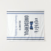 Meneer Onederful Strikdas 1e Verjaardag Wandkleed (Voorkant (horizontaal))