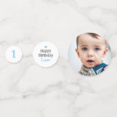 Meneer Onederful Verjaardag Blauw Aangepaste Foto Confetti (Achterkanten)