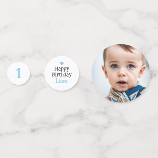 Meneer Onederful Verjaardag Blauw Aangepaste Foto Confetti (Achterkanten)