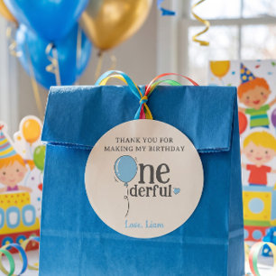 Meneer Onederful Verjaardag Blauwe Ballon Bedankt Ronde Sticker