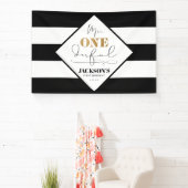 Meneer Onederful zwart-wit gestreepte banner (Insitu)