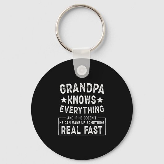Meneer opa weet alles grappig vintage sleutelhanger (Voorkant)