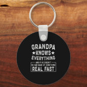 Meneer opa weet alles grappig vintage sleutelhanger (Voorkant)