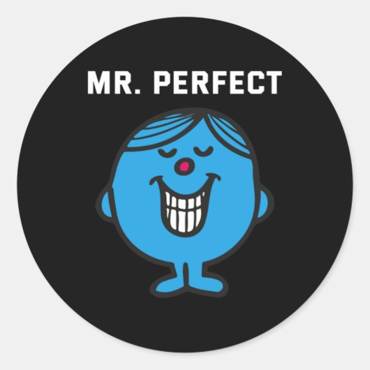 Meneer Perfect Ronde Sticker (Voorkant)