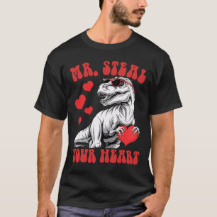 Meneer steelt je hart Hart T-rex Dinosaurus Valent T-shirt