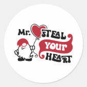 Meneer steelt je hart - Valentijnsticker Ronde Sticker (Voorkant)