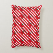Meneer Sterk | Rode Strepen Patroon Decoratief Kussen (Achterkant (Verticaal))