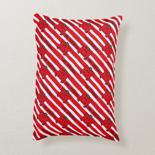 Meneer Sterk | Rode Strepen Patroon Decoratief Kussen (Achterkant (Verticaal))