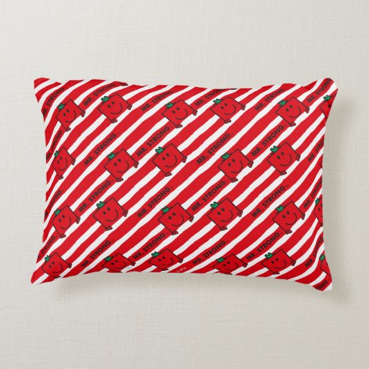 Meneer Sterk | Rode Strepen Patroon Decoratief Kussen (Achterkant)
